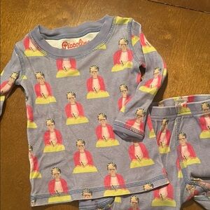 Piccolina Kids Pajama Set - Blue with Yellow and Pink Print